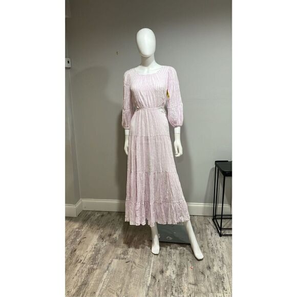 Cinq a Sept Lyle Cutout Lilac Striped Midi Dress Size 4 - Picture 4 of 7